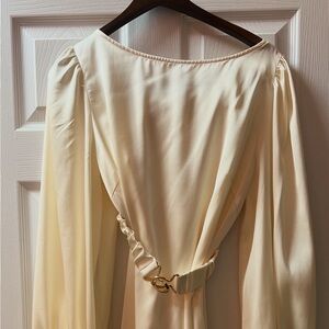 SHEIN Soft Cream Blouse with Subtle Sheen